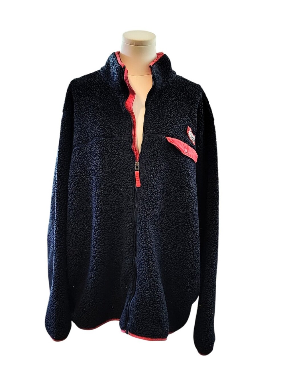 Columbia PFG Performance Cold Weather Navy Blue Pink Fleece Zipup Jacket XXL